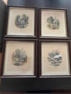 Mooie set van 4 jaargetijden schilderijtjes, Antiek en Kunst, Kunst | Etsen en Gravures, Ophalen