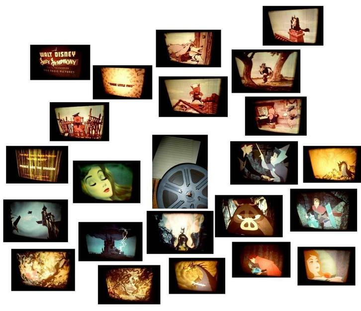 8mm film Walt Disney Sleeping Beauty 3 Little Pigs - mooi -, Audio, Tv en Foto, Filmrollen, 16mm film, Verzenden