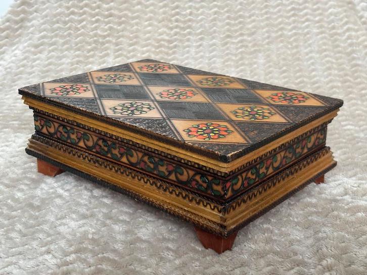 Poolse scheerdoos met spiegel / make-up kist / sieradenkist, Antiek en Kunst, Curiosa en Brocante, Ophalen of Verzenden