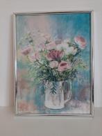 Ingelijst stilleven roze boterbloemen, Antiek en Kunst, Ophalen of Verzenden