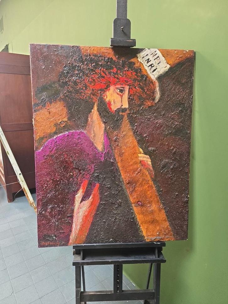 Expressief religieus schilderij – Christus, Antiek en Kunst, Antiek | Religie, Ophalen
