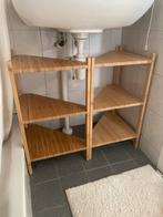 Wastafel/hoekrek bamboe 2X! Zo goed als nieuw, Huis en Inrichting, Badkamer | Badkamermeubels, Ophalen, 50 tot 100 cm, Zo goed als nieuw