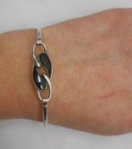 Zilveren vintage armband met onyx nr.1298, Verzenden, Zo goed als nieuw, Zilver, Zilver