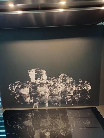 Spatplaat achter kookstel - Ijsblokjes  aluminium dibond beschikbaar voor biedingen