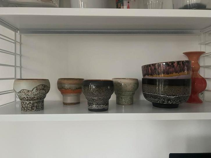 HKliving Kopjes en Kommen Set Vintage Stijl Keramiek Aardewe, Huis en Inrichting, Keuken | Servies, Nieuw, Kom(men), Overige stijlen