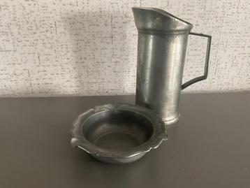 Tinnen maatbeker( 1 ltr)+ asbak beschikbaar voor biedingen