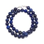 Halsketting Lapis Lazuli Kralen 10 mm 925 sterling zilver, Ophalen of Verzenden, Mineraal
