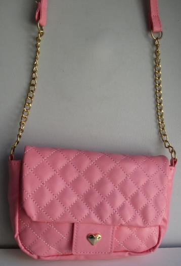 Tas~Roze Kindertas~Tasje~Schoudertasje~Doorgestikt~Goud kleu beschikbaar voor biedingen