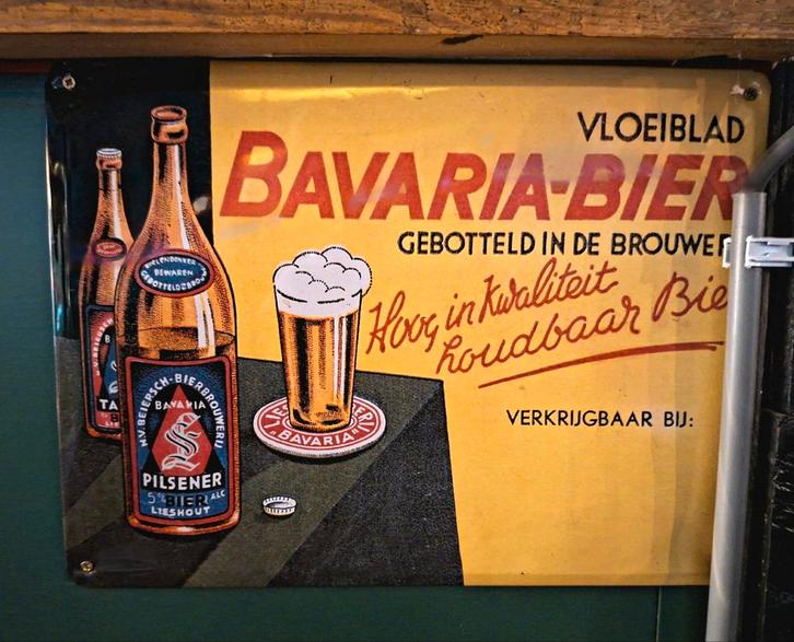 Vintage Bavaria Bier Reclamebord, Verzamelen, Merken en Reclamevoorwerpen, Gebruikt, Reclamebord, Ophalen of Verzenden