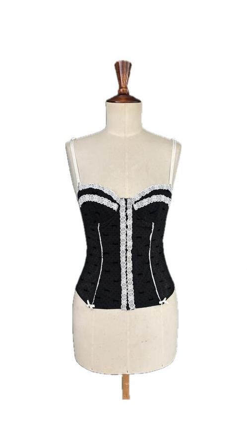 Authentieke Dolce & Gabbana zwart wit korset in maat M, Kleding | Dames, Tops, Zo goed als nieuw, Maat 38/40 (M), Zwart, Zonder mouw