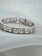 Sterling zilveren Grieks design armband, Met strass, Nieuw, Ophalen of Verzenden, Zilver