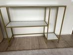 Sidetable Jysk messing/glas, Huis en Inrichting, Tafels | Sidetables, Ophalen, 100 tot 150 cm, Zo goed als nieuw, Glas