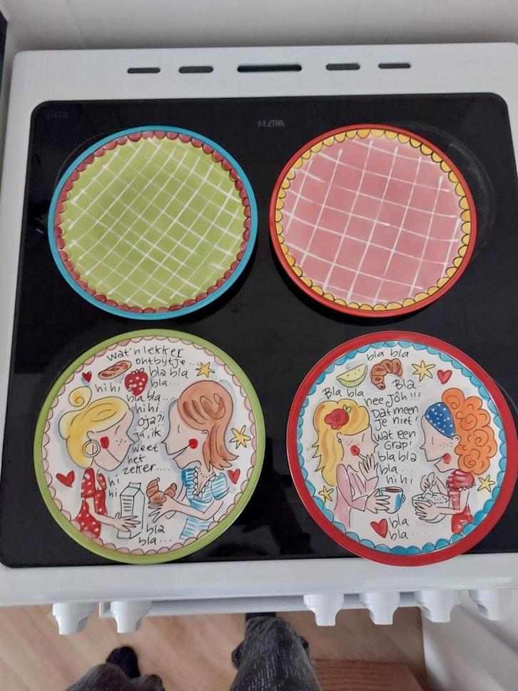 4 Blond Amsterdam Even Bijkletsen Ontbijtbordjes, Huis en Inrichting, Woonaccessoires | Onderzetters, Zo goed als nieuw, Bord