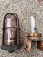 Vintage Industriële Lampen, Huis en Inrichting, Lampen | Hanglampen, Ophalen of Verzenden, Gebruikt, Glas, Minder dan 50 cm