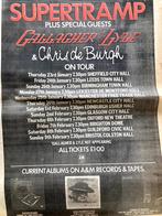 Paginagrote A3 advertentie SUPERTRAMP GALLAGHER & LYLE tour, Cd's en Dvd's, Vinyl | Pop, Ophalen of Verzenden