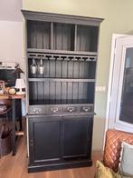 UNIEKE ZWARTE BUFFETKAST met glazenrek, Huis en Inrichting, Ophalen, Gebruikt, 200 cm of meer, 50 tot 100 cm
