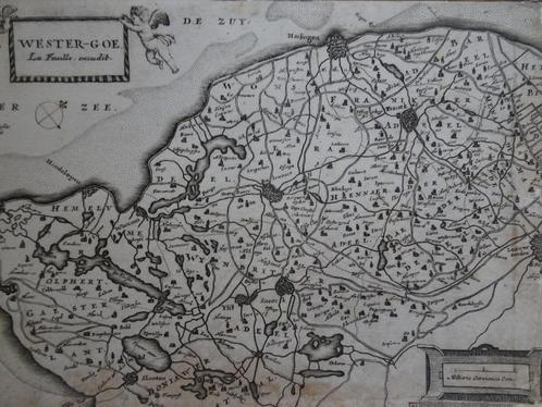 Gravure kaart Westergoe Friesland-west Aertsen 1660, Antiek en Kunst, Kunst | Etsen en Gravures, Verzenden