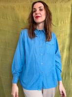 Vintage blouse, maat 38/40 - M/L - blauw - patroon - 90's, Kleding | Dames, Maat 38/40 (M), Blauw, Ophalen of Verzenden, Gedragen
