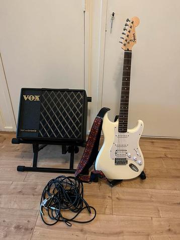 Fender Squier gitaar + vox versterker + GARANTIE