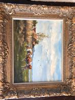 Schikderij met koeien, landschap, boerderij, Ophalen of Verzenden