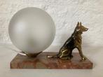 jaren 30 art deco TEDD tafellamp met herder lamp herdershond, Ophalen of Verzenden, Glas, Art deco, Minder dan 50 cm