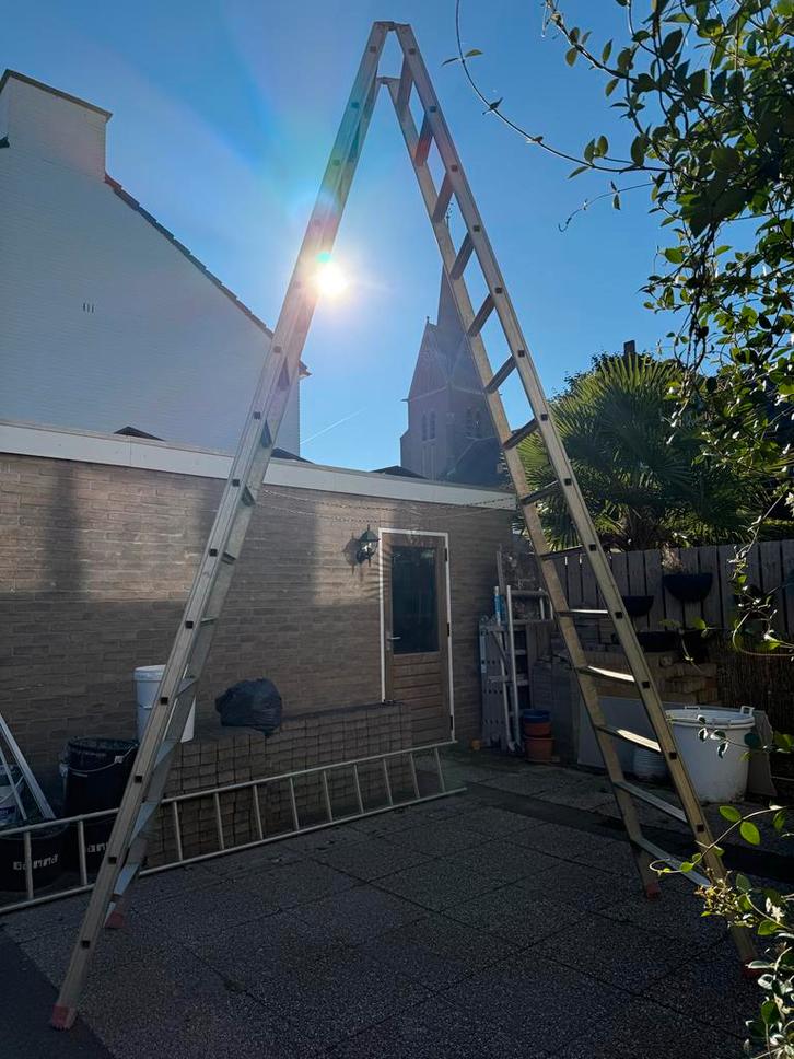 Stevige 4 Meter Alluminium Ladder, Doe-het-zelf en Verbouw, Ladders en Trappen, Gebruikt, Ladder, 4 meter of meer, Ophalen