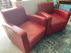 Set rode fauteuils  RETRO /VINTAGE, Huis en Inrichting, Fauteuils, Ophalen, Gebruikt, Minder dan 75 cm, Leer