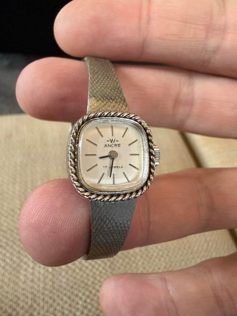 Zilveren Ancre vrouwen horloge 17 jewel, Ophalen of Verzenden, Zilver, Overige merken, 1960 of later