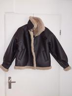 Bruine aviator jas faux fur leer pilotenjas, mt 38 teddy, Maat 38/40 (M), Ophalen of Verzenden, Bruin, Zo goed als nieuw