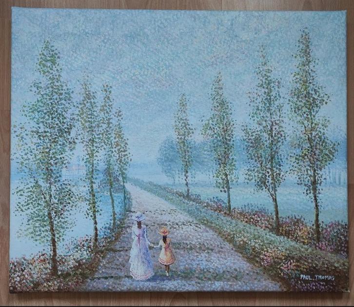 Monet stijl pointilisme.Paul werkte o.a. met Jeff Koons, Antiek en Kunst, Kunst | Schilderijen | Klassiek, Ophalen of Verzenden