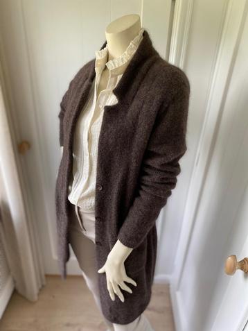 Als nieuw: BELLUNA lang vest wol mohair | merino mt. M bruin beschikbaar voor biedingen