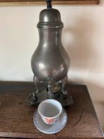 Antieke Tinnen Kraantjeskan met Warmhouder, Antiek en Kunst, Antiek | Tin, Ophalen of Verzenden