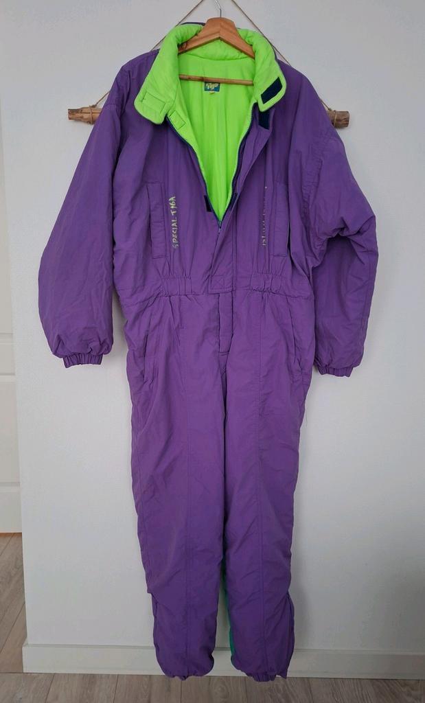 Vintage skipak L/XL/44 retro fout après-ski klunen carnaval, Sport en Fitness, Skiën en Langlaufen, Zo goed als nieuw, Kleding