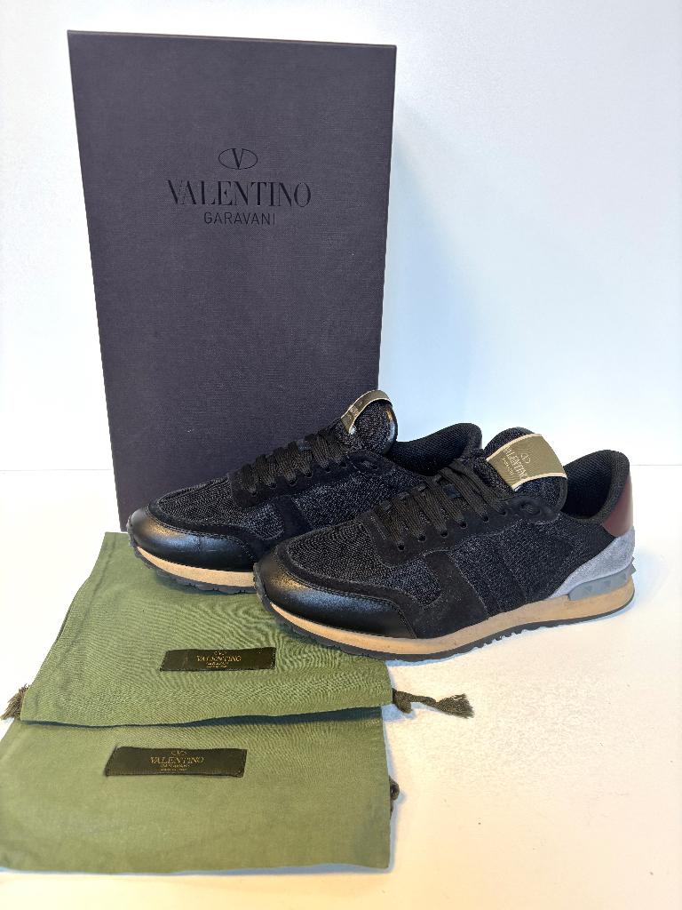 VALENTINO Rockrunner zwart leer suede sneakers  Maat 40, Zwart, Ophalen of Verzenden, Valentino, Sneakers of Gympen