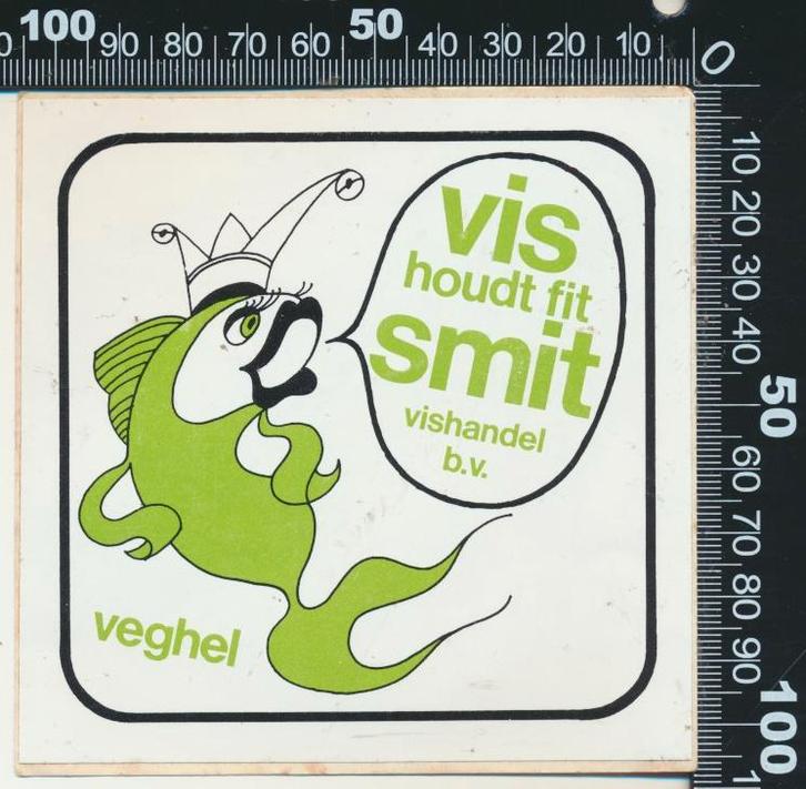 Sticker: Vishandel Smit - Veghel (2), Verzamelen, Stickers, Zo goed als nieuw, Bedrijf of Vereniging, Ophalen of Verzenden