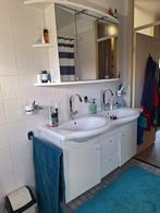 Dubbele wastafel met onder- & spiegelkast, toilet, etc., Huis en Inrichting, Badkamer | Badkamermeubels, Ophalen, Gebruikt, 100 tot 150 cm