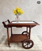 Vintage hout serveerwagen / theewagen / trolley met tegels, Antiek en Kunst, Ophalen