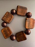 Vintage armband elastieke armband, Ophalen of Verzenden, Zo goed als nieuw, Bruin