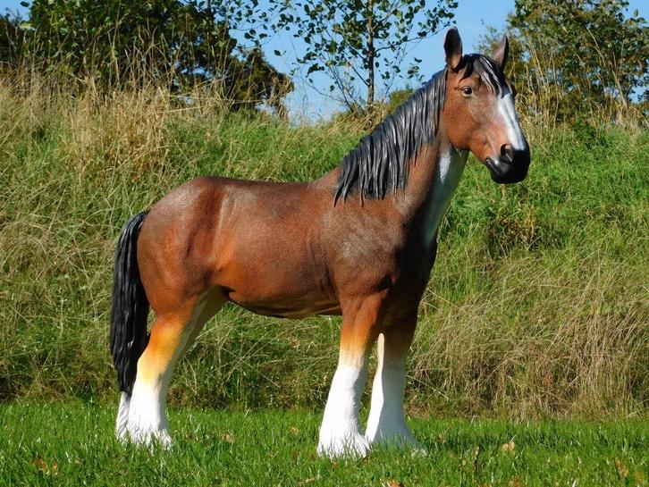 Paardenbeeld in Kleur - 110 cm - Polystone, Tuin en Terras, Tuinbeelden, Metaal, Ophalen of Verzenden