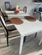 Eettafel met stoelen, Huis en Inrichting, Tafels | Eettafels, Ophalen, Kunststof, 100 tot 150 cm, Zo goed als nieuw