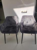 Antraciet velvet eetkamerstoelen, Ophalen, Zo goed als nieuw, Grijs, Stof