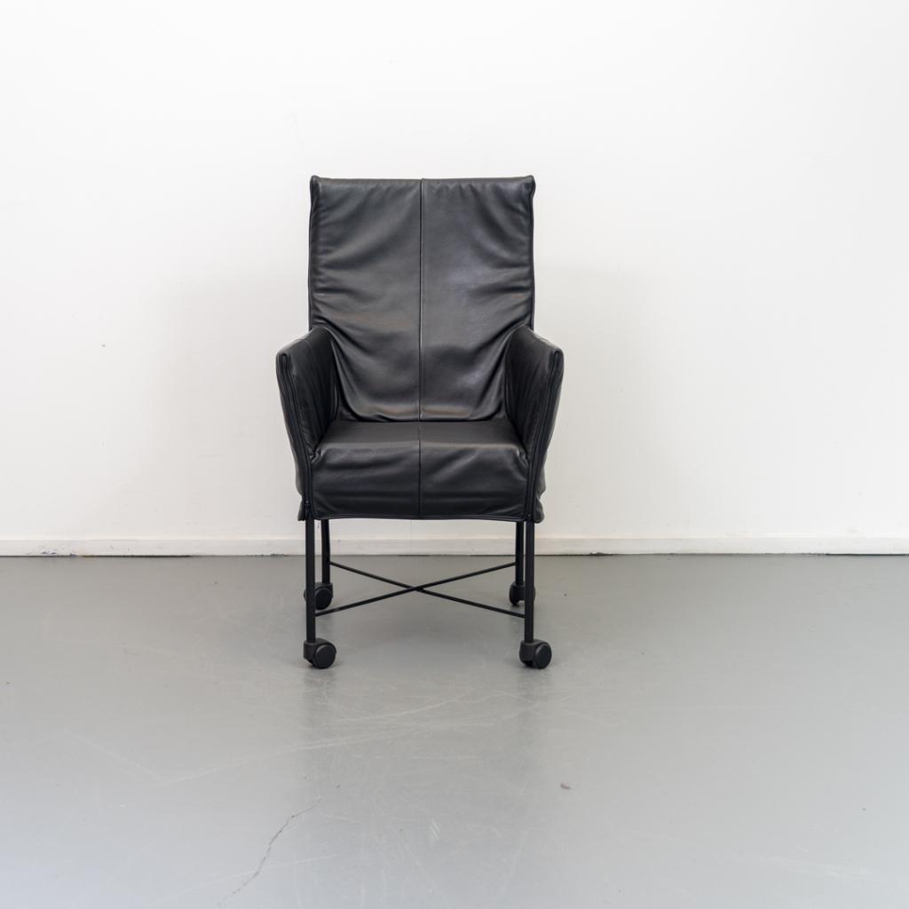 12x Montis Chaplin Eetkamerstoel Zwart Leder - Zwart/Wiel, Huis en Inrichting, Niet ingevuld, Niet ingevuld, Ophalen of Verzenden