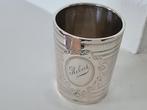 Antieke Zilveren Geboortebeker Doopbeker met de naam Robert, Ophalen of Verzenden, Zilver