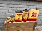Diverse zeldzame SHELL X-100 olie blikken, Ophalen, Reclamebord, Gebruikt, .