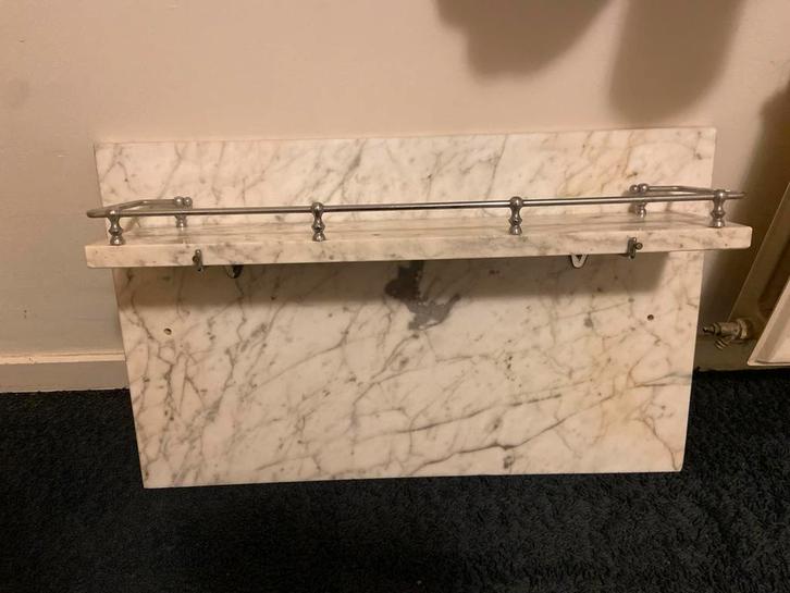 Marmeren Wastafel planchet met Stang, Huis en Inrichting, Badkamer | Badkamermeubels, Gebruikt, Wasbak of Wastafel, Minder dan 100 cm