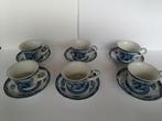 Blue Rose porseleinen theekopjes en schoteltjes, 6 stuks, Ophalen of Verzenden
