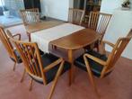 Eettafel (uitschuifbaar) met 6 stoelen, Huis en Inrichting, Ophalen, Gebruikt, Vintage, 50 tot 100 cm