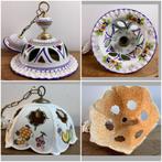 2 x Frans vintage (?) keramiek lamp bloem/fruit landelijk, Ophalen, Keramiek keuken lamp