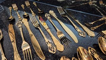 8 persoons gouden vergulde barok 40dlg bestek Nieuw! beschikbaar voor biedingen