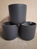 Set van 3 grijze bloempotten, Tuin en Terras, Tuin, Minder dan 30 cm, Minder dan 60 cm, Rond